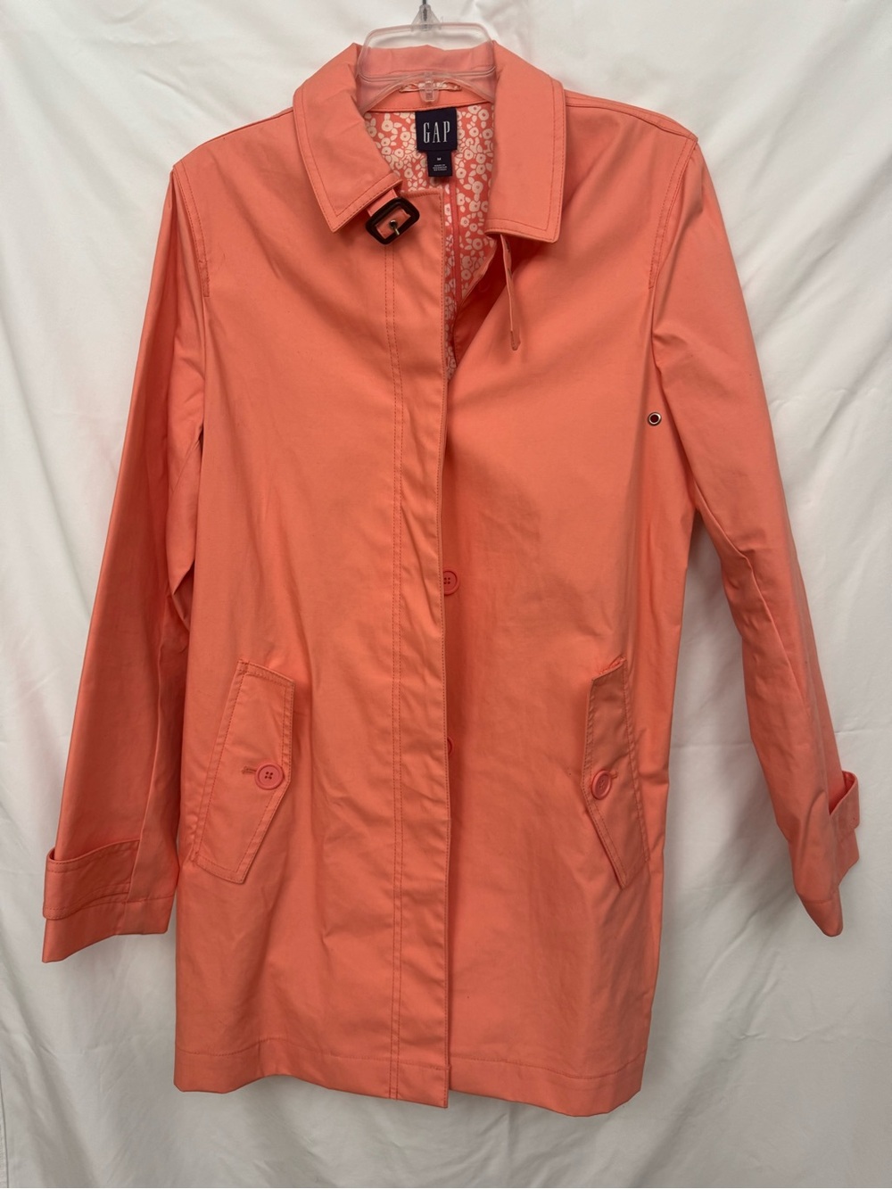 GAP Women's Coral-Orange Lightweight Trench Coat